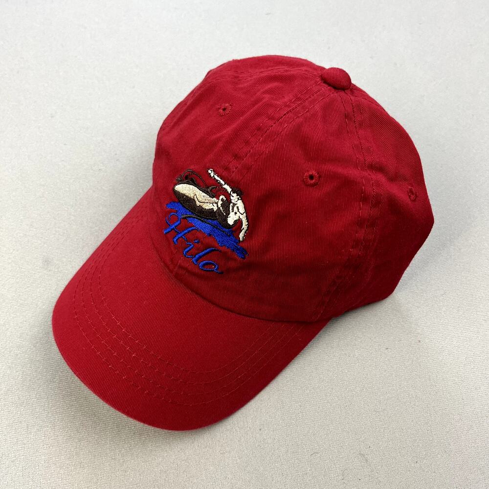 Vintage Hawaii Surfing Hat Cap Strapback Red Hilo Big Island Waves Beach y2k